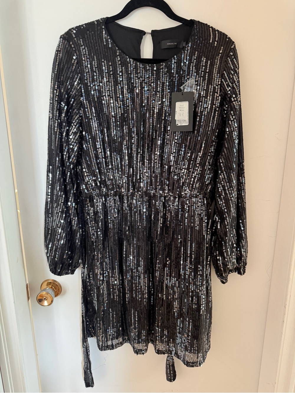 Angeleye Black Sequin Mini Dress XL Party Cocktail Holiday Glam NWT